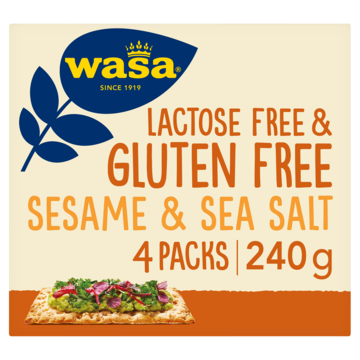 Wasa Gluten Lactosevrij Knackebrod Sesame Sea Salt 240g