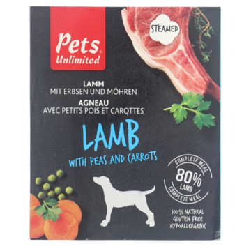 Pet's Unlimited Natvoeding Hond Lam 395Gr
