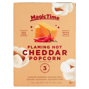 Magic Time Flaming Hot Cheddar Popcorn 3 x 80g