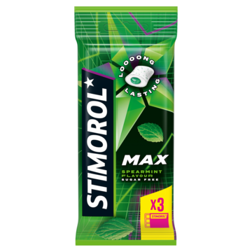 Stimorol Max Splash kauwgom Spearmint Suikervrij 3 x 19 8g