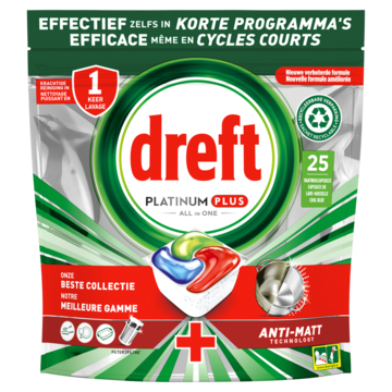 Dreft Platinum Plus All In One Vaatwastabletten Anti-dofheidstechnologie