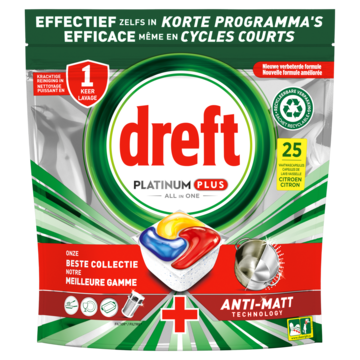 Dreft Platinum Plus All In One Vaatwastabletten Anti-dofheidstechnologie 25x