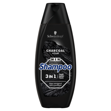 Schwarzkopf Men Shampoo 3 in 1 Hair-Body-Face Charcoal + Clay 400ml