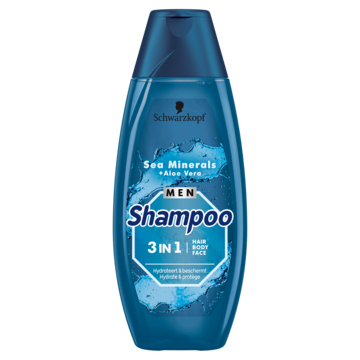 Schwarzkopf Men Shampoo 3 in 1 Hair-Body-Face Sea Minerals + Aloe Vera 400ml