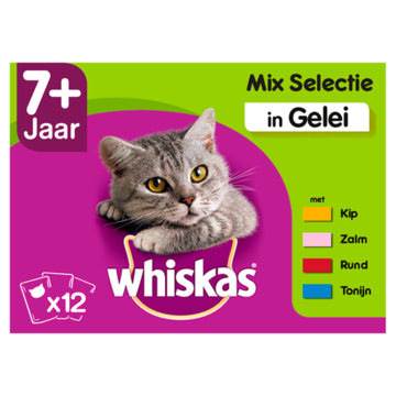 Whiskas 7+ Senior Maaltijdzakjes - Mix selectie in Gelei - Kattenvoer - 12 x 100g
