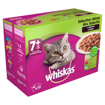 Whiskas 7+ Senior Maaltijdzakjes - Mix Selectie in Saus - Kattenvoer - 12 x 100g