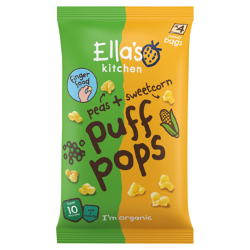 Ella's Kitchen Puff pops erwt + maïs 10+ biologisch 4 x 9g