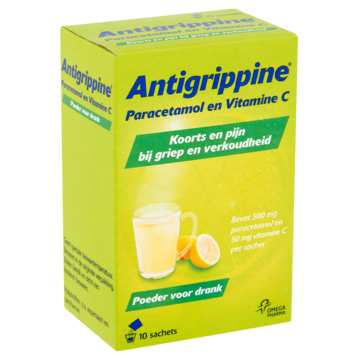Antigrippine Poeder voor drank bij griep en verkoudheid, 10 zakjes