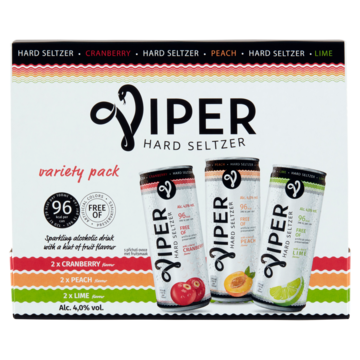 Viper Hard Seltzer Variety Pack met Fruitsmaak 6 x 330ml