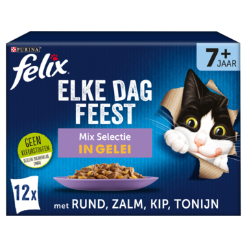 FELIX® Elke Dag Feest Senior Mix Selectie in Gelei Kattenvoer 12x85g