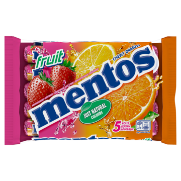 Mentos Fruit Rollen Snoep Pak 5 rollen