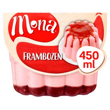 Mona Framboospudding met rode bessensaus 450ml Aanbieding 2 Verpakkingen a 450 ml