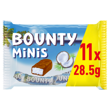 Bounty Mini's Chocolade Kokos uitdeelzak 333g