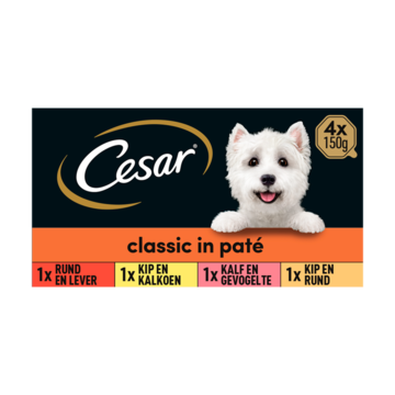 Cesar Classics Maaltijdkuipjes - Vlees & Gevogelte Selectie - Hondenvoer - 4 x 150g
