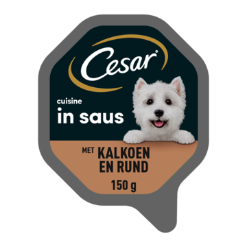 Cesar Cuisine Maaltijdkuipje - Kalkoen & Rund in Saus - Hondenvoer - 150g