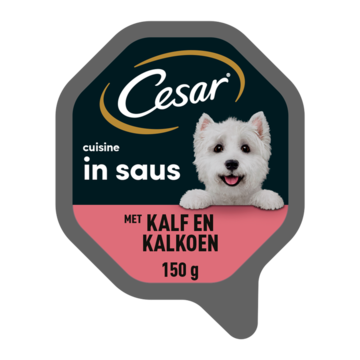 Cesar Cuisine Maaltijdkuipje - Kalf & Kalkoen in Saus - Hondenvoer - 150g