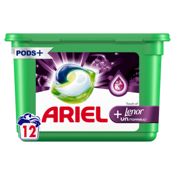 Ariel All-in-1 PODS Vloeibaar Wasmiddel Wasmiddelcapsules+Touch Van Lenor Unstoppables 12 Wasbeurten
