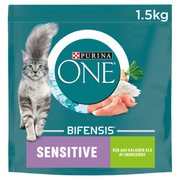 Purina® ONE Sensitive Rijk aan Kalkoen kattenvoer 1, 5kg