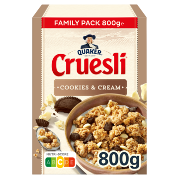 Quaker Cruesli Cookies Cream Voordeelverpakking 800gr