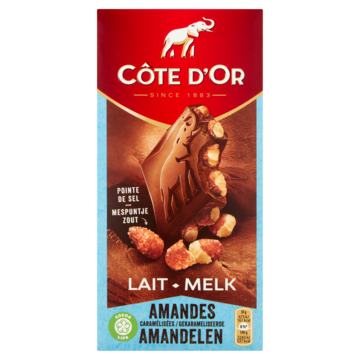 Côte d'Or Bloc Melk Chocolade Reep Gekarameliseerde Amandelnoten 180g