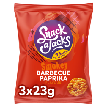 Snack A Jacks Crispy Rijstwafels BBQ Paprika 3 x 23g
