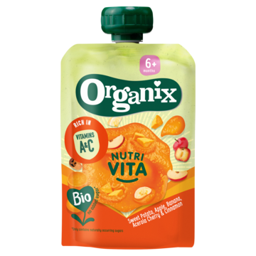 Organix Nutri Vita Bio Sweet Potato, Apple, Banana, Acerola Cherry & Cinnamon 6+ Months 100g
