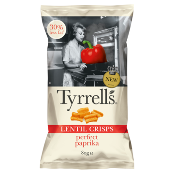 Tyrrells lentil crisps paprika 80g