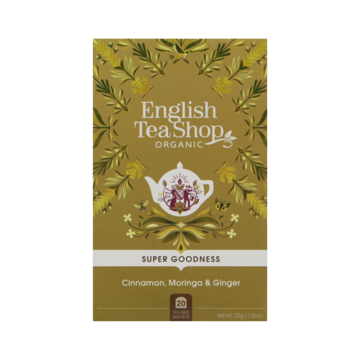 Knorretje insluiten rijk English Tea Shop Organic Super Goodness Cinnamon, Moringa & Ginger 20 Stuks  bestellen? - Fris, sap, koffie, thee — Jumbo Supermarkten