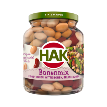 Hak Bonenmix Kidneybonen, Witte Bonen, Bruine Bonen 370g