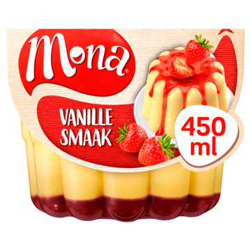 Mona Vanillesmaak pudding met aardbeiensaus 450ml