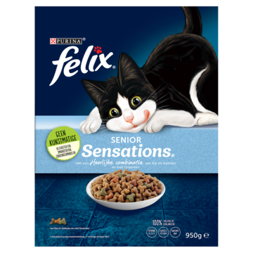 PURINA® Felix® Senior Sensations van Kip en Kalkoen en met  Groenten 5 x 950g