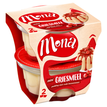 Mona Mini Griesmeel pudding met rode bessensaus 2 x 135ml
