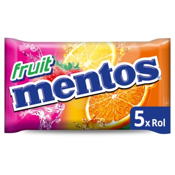 Mentos Fruit Rollen Snoep Pak 5 rollen