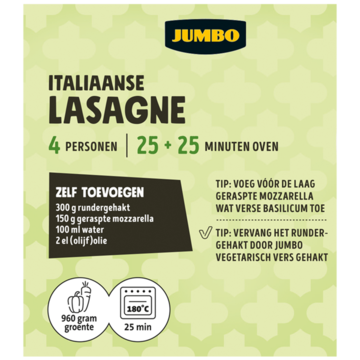Jumbo Maaltijdpakket voor Italiaanse Lasagne 4 Personen