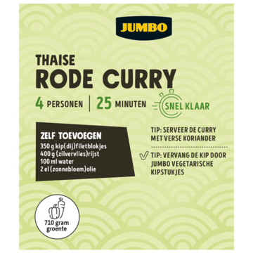 Jumbo Maaltijdpakket voor Thaise Rode Curry 4 Personen