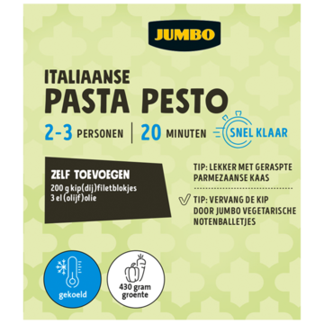 Jumbo Gesneden Maaltijdpakket Italiaanse Pasta Pesto 2-3 Personen