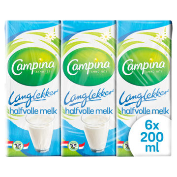 Campina Langlekker halfvolle melk multipack 6 x 200ml