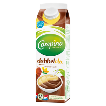 Campina Dubbelvla chocolade-vanille 1L