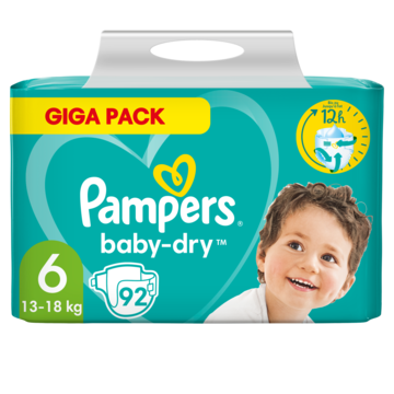 Pampers Baby-Dry Maat 6, 92 Luiers, Tot 12 Uur Bescherming, 13kg-18kg