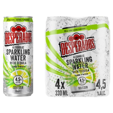 Desperados Alcoholic Sparkling Water Lime Twist Seltzer Blik 4 x 330ml