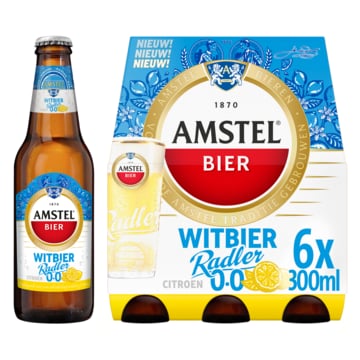Amstel Witbier Radler 0.0% Alcoholvrij Fles 6 x 300ML bij Jumbo