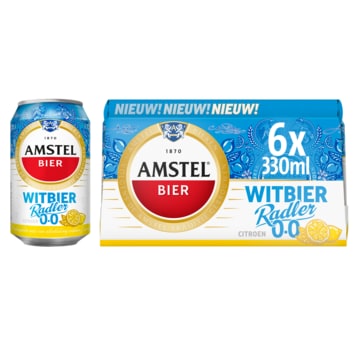 1+1 gratis | Amstel Witbier Radler 0.0 Bier Blik 6 x 330ml Aanbieding bij Jumbo