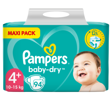 Jumbo Pampers Baby-Dry Maat 4+, 94 Luiers, Tot 12 Uur Bescherming, 10kg-15kg aanbieding