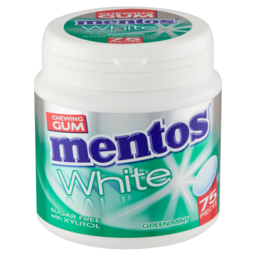 Mentos White Green Mint Kauwgom mint Suikervrij Pot 75 stuks