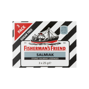 Fishermanapos s Friend Salmiak Suikervrij 3 Pack 3 x 25g