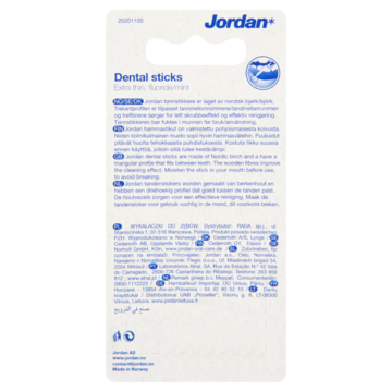 Jordan Dental Sticks Extra Thin, Fluoride/Mint 140 Stuks