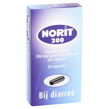 Norit Capsules diarreeremmers 200 mg, 30 stuks