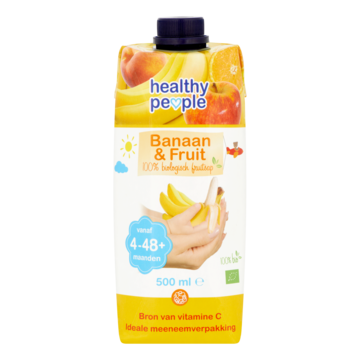Healthy People Banaan & Fruit 100% Biologisch Fruitsap Vanaf 4-48+ Maanden 500ml