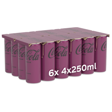 Coca-Cola Zero Sugar Cherry 24 stuks - 6 x 4x250 ml Tray Blikjes