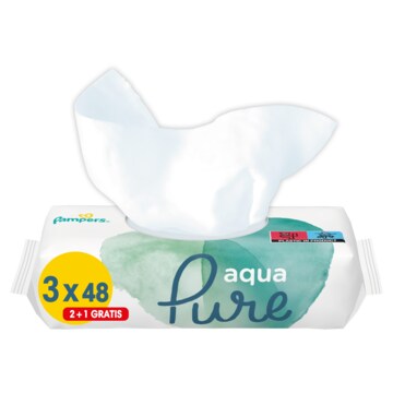 Pampers Aqua Pure Babydoekjes 3 Verpakkingen = 144 Babydoekjes